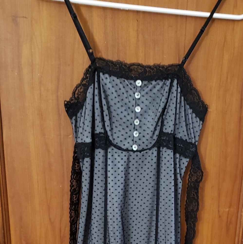 Elegant Black and Gray Lace Nightgown